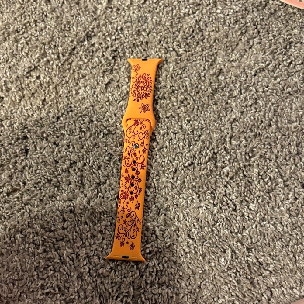 Orange Floral Silicone Watch Band